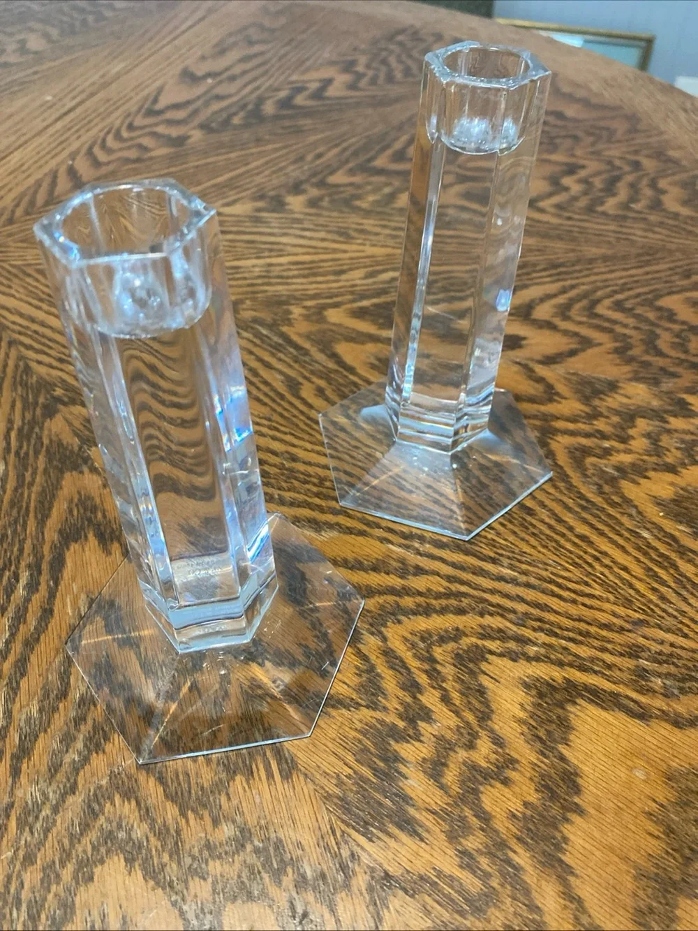 Tiffany & Co. Frank Lloyd Wright Crystal Candlestick 6 inch Set of 2